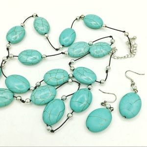 Teal stone neklace and earings set
